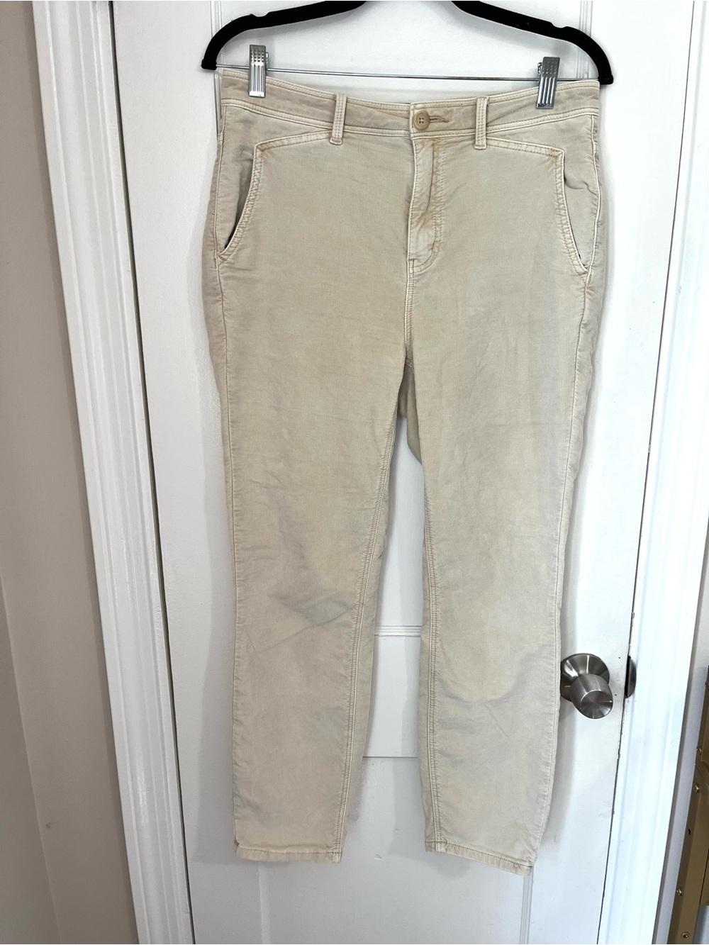 Free People Straight Leg Corduroy Pants in Light Beige